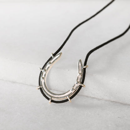 Urban Equestrian  Canteen - Equestrian Horseshoe Necklace in Black & Silver