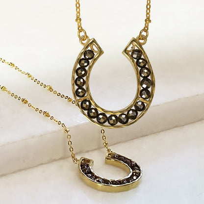 Urban Equestrian  Capriole - Pyrite Equestrian Horseshoe Necklace in Gold