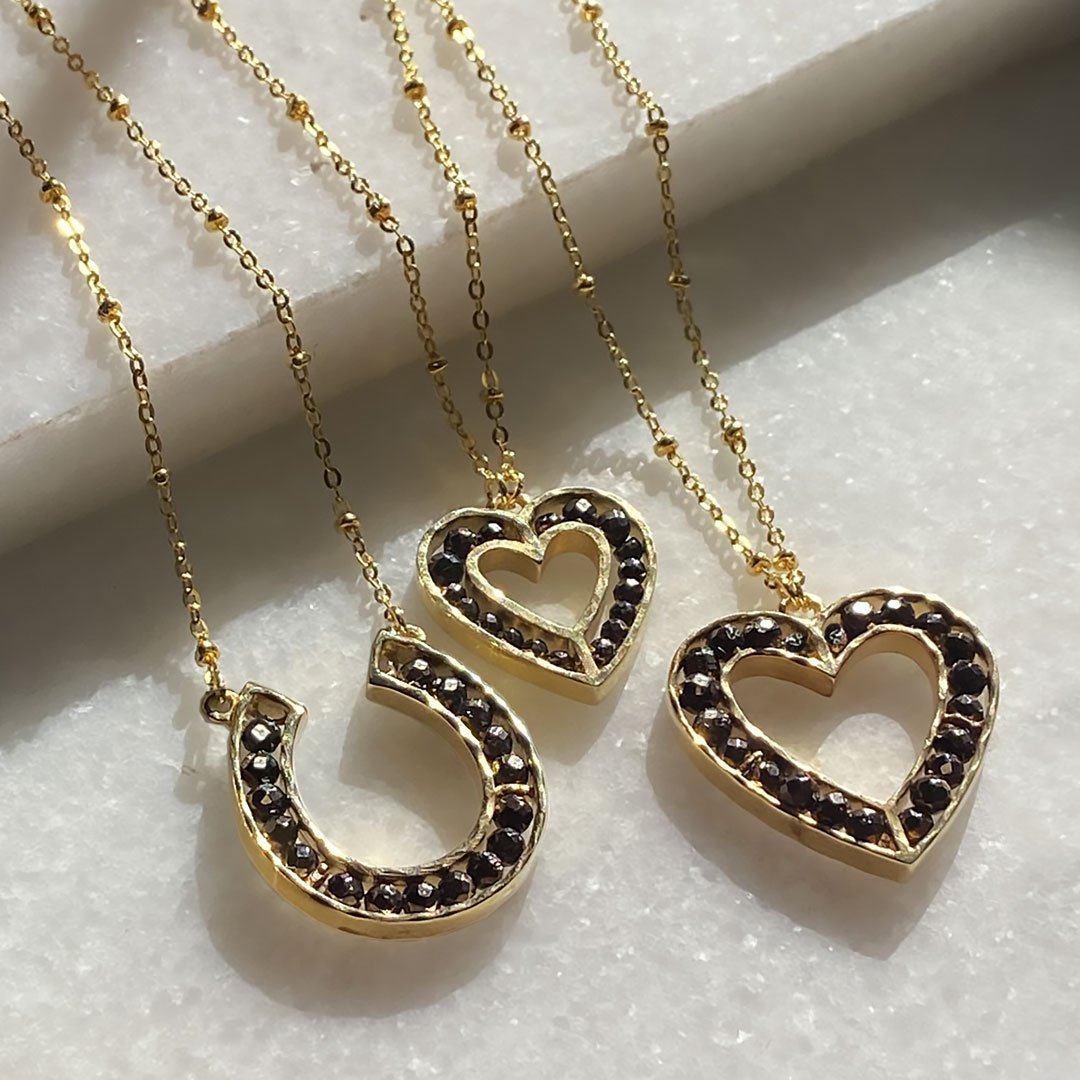 Urban Equestrian  Capriole - Pyrite Equestrian Horseshoe Necklace in Gold