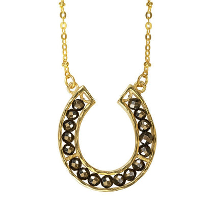 Urban Equestrian  Capriole - Pyrite Equestrian Horseshoe Necklace in Gold
