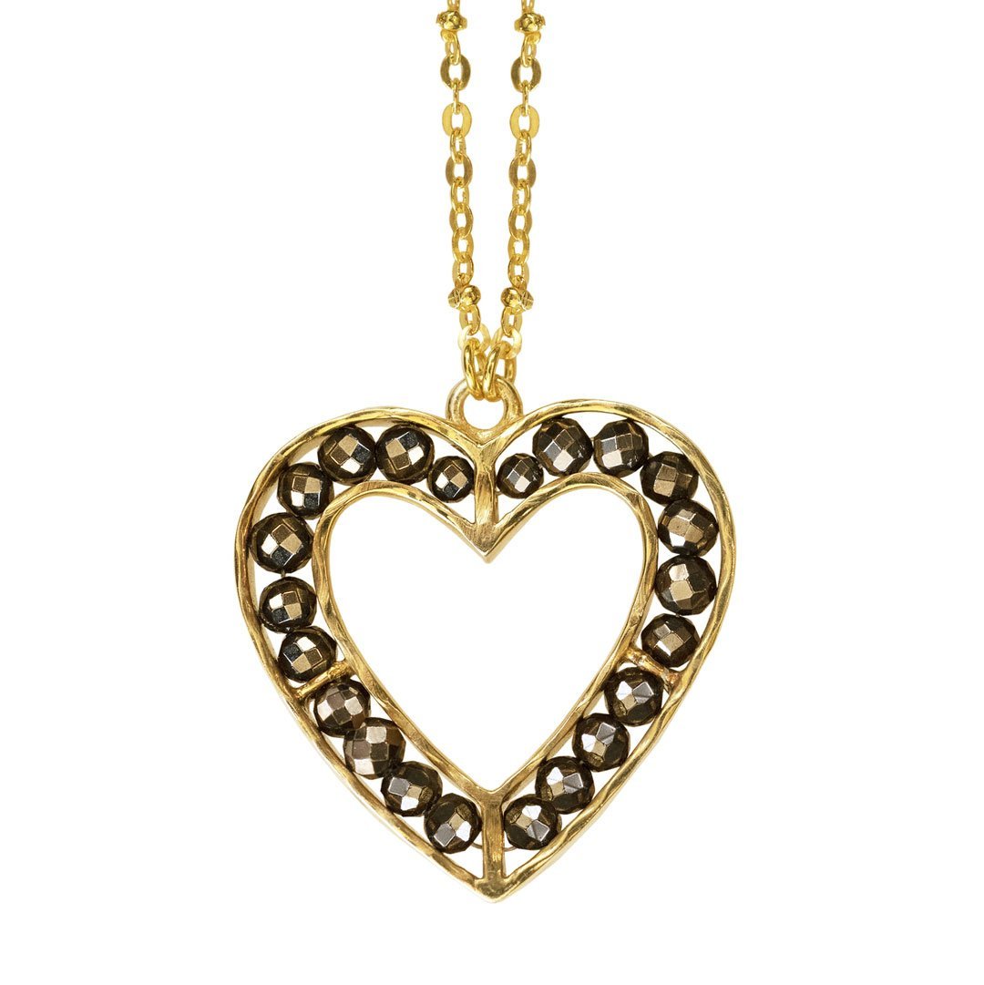 Urban Equestrian  Capriole - Pyrite Equestrian Heart Necklace in Gold - Petite