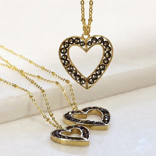 Urban Equestrian  Capriole - Pyrite Equestrian Heart Necklace in Gold - Petite