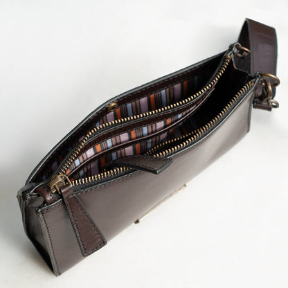 Urban Equestrian  Caravel Wristlet Clutch - Luxury Leather Handbag in Deep Brown