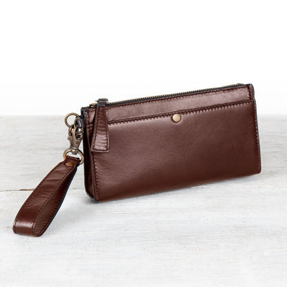 Urban Equestrian  Caravel Wristlet Clutch - Luxury Leather Handbag in Deep Brown