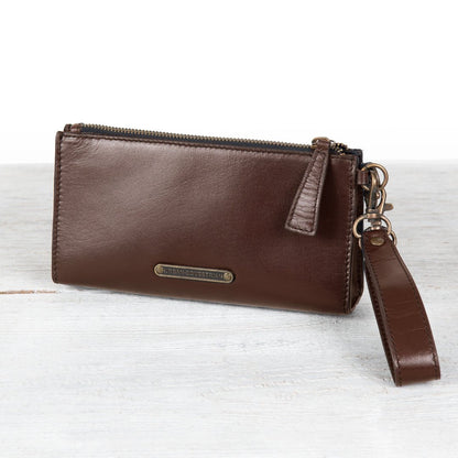 Urban Equestrian  Caravel Wristlet Clutch - Luxury Leather Handbag in Deep Brown