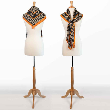 Urban Equestrian  Carriage - Stylized Equestrian Scarf in Tangerine and Black
