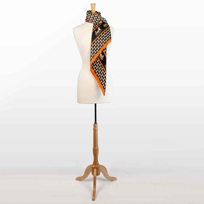 Urban Equestrian  Carriage - Stylized Equestrian Scarf in Tangerine and Black