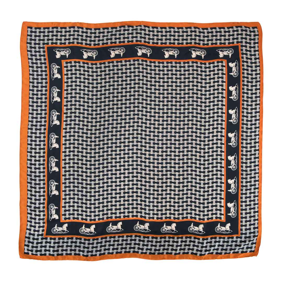 Urban Equestrian  Carriage - Stylized Equestrian Scarf in Tangerine and Black