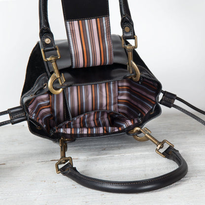Urban Equestrian  Cassidy - Luxury Leather Bucket Handbag in Black
