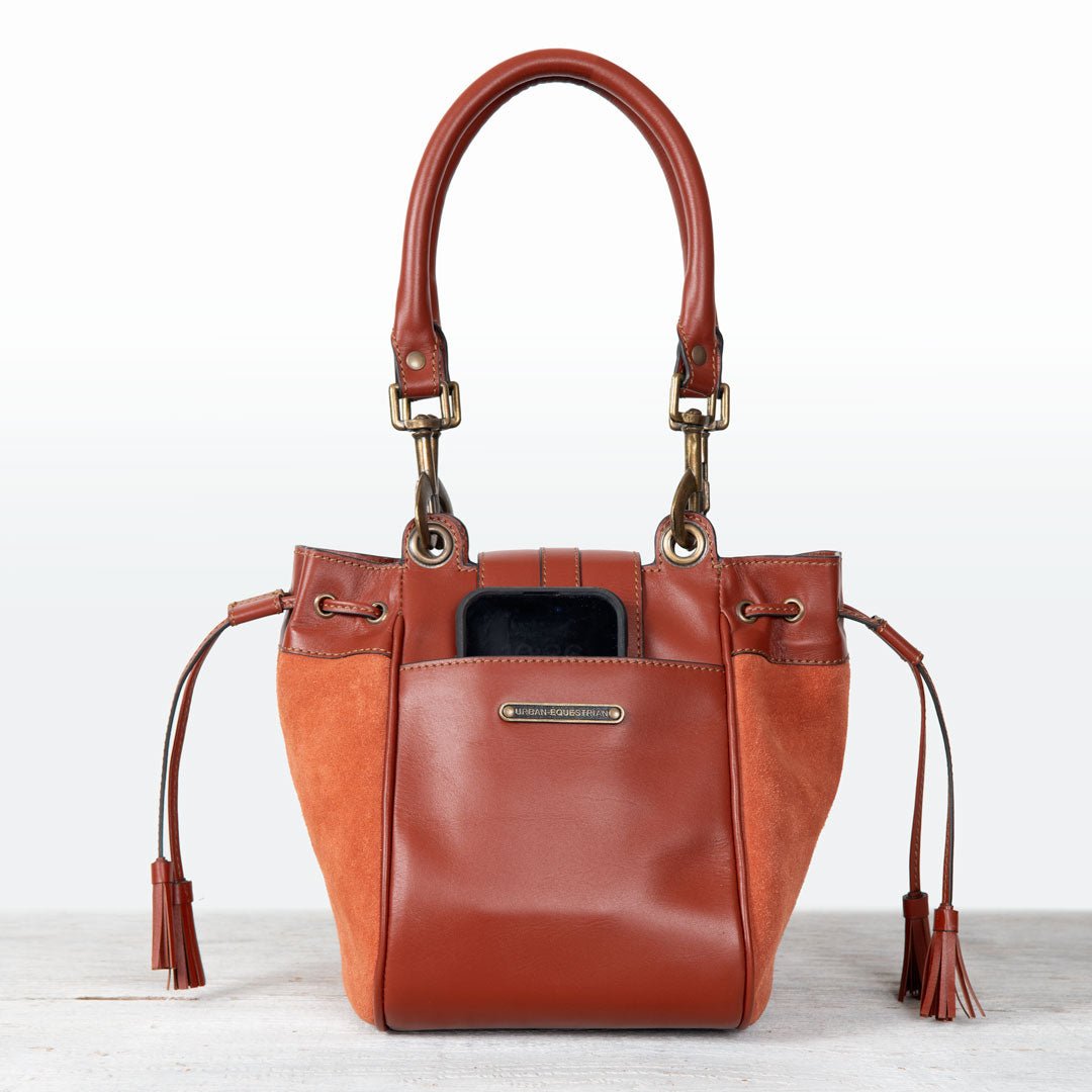 Urban Equestrian  Cassidy - Luxury Leather Bucket Handbag in Cognac