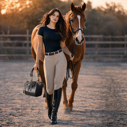 Urban Equestrian  Cassidy - Luxury Leather Bucket Handbag in Cognac