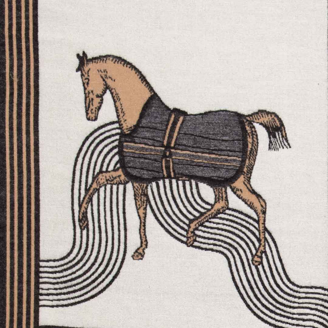 Urban Equestrian  Cavallo -  Caramel Equestrian Motif Luxe Shawl