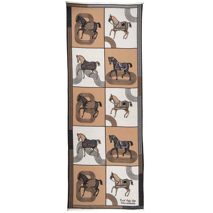 Urban Equestrian  Cavallo -  Caramel Equestrian Motif Luxe Shawl