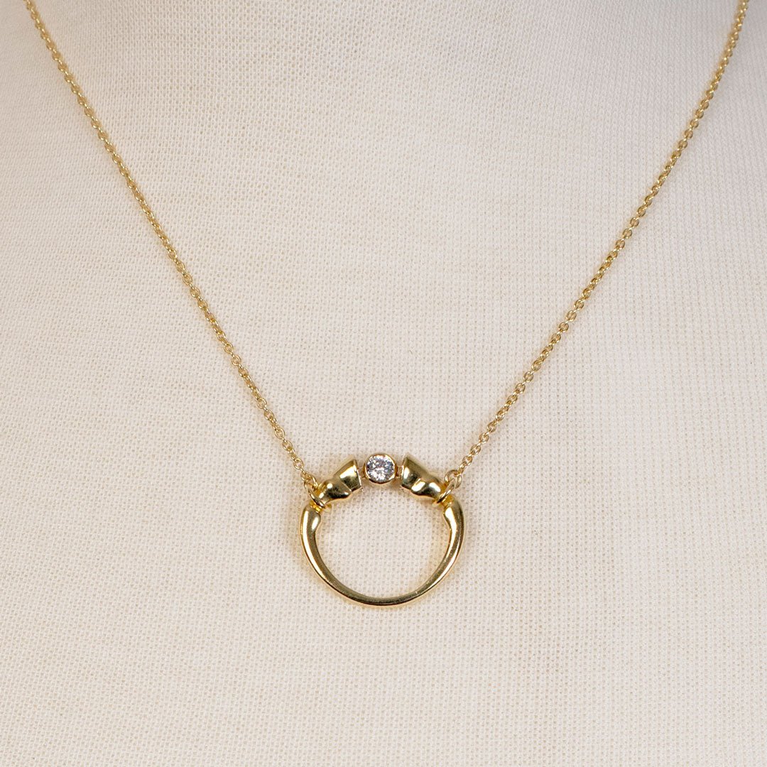 Urban Equestrian  Cavallo - Moissanite Horses Hoof Necklace in Gold