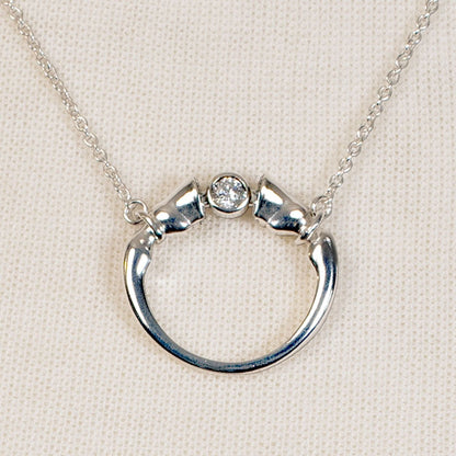 Urban Equestrian  Cavallo - Moissanite Horse Hoof Necklace in Silver