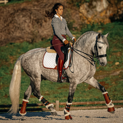 Sixteen Cypress  Dressage Pad, White & Cognac