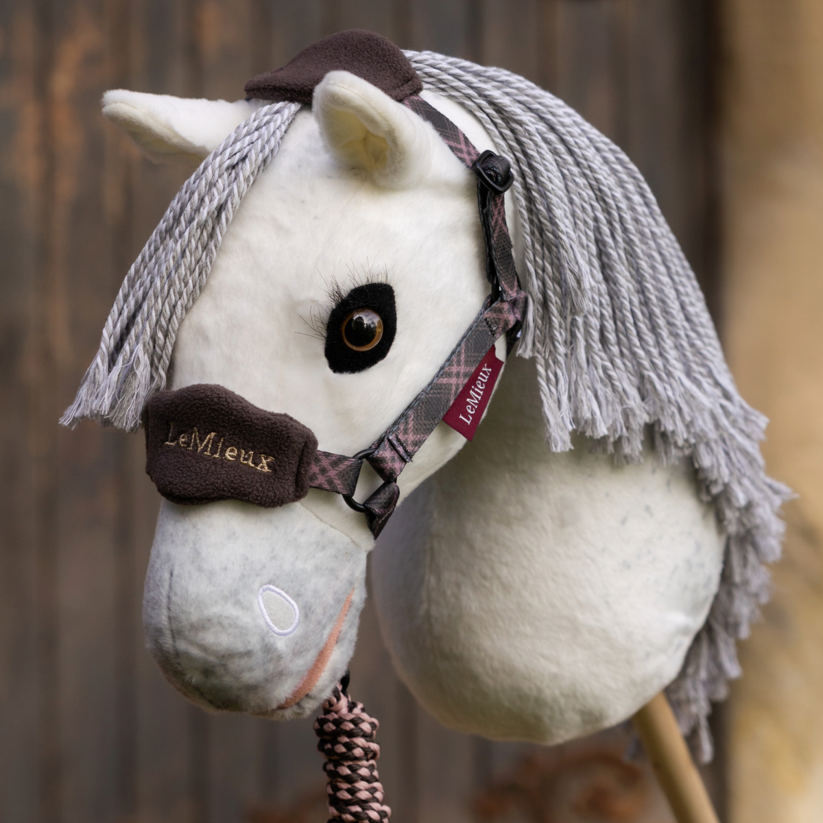 LeMieux Hobby Horse Heritage Vogue Headcollar & Leadrope-cocoa-model view