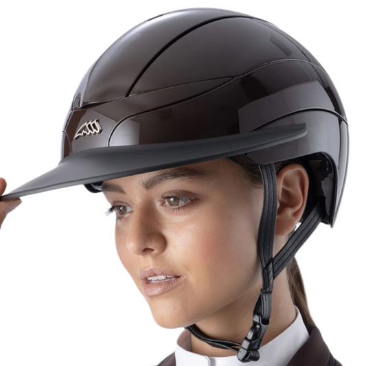 Image 1: Equiline Xanto Sun Visor Riding Helmet - Coffee Bean in Coffee Bean - front view