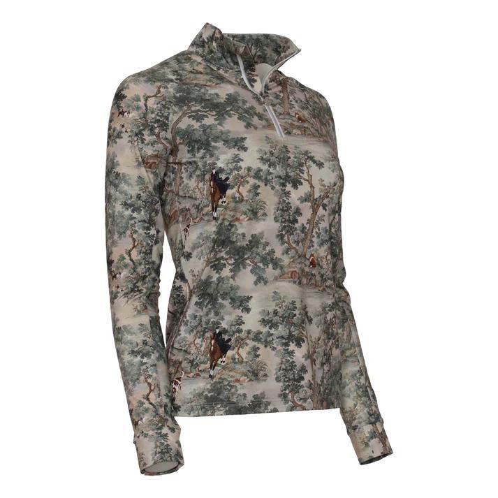 Dapplebay Women's Hunt Tapestry 1/4 Zip Long Sleeve Riding Top