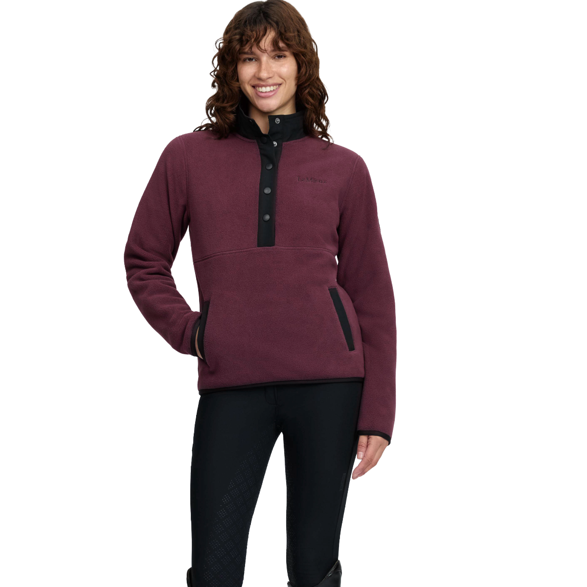 LeMieux Women's Piper Popper Fleece Pullover-Bramble-Front View
