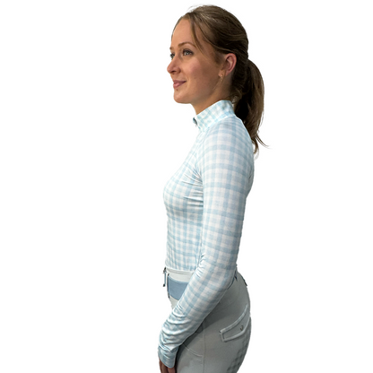 Dapplebay Gingham 1/4 Zip Long Sleeve Riding Top