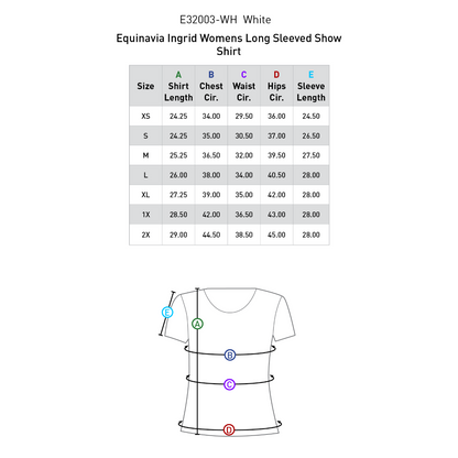 Equinavia Women's Ingrid Long Sleeved Show Shirt Size Chart