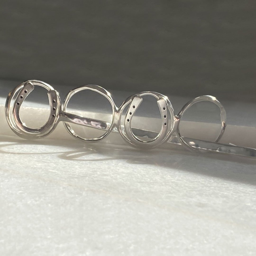 Handcast Horseshoe and Sterling Silver on Brass Center Ring Bun Cover