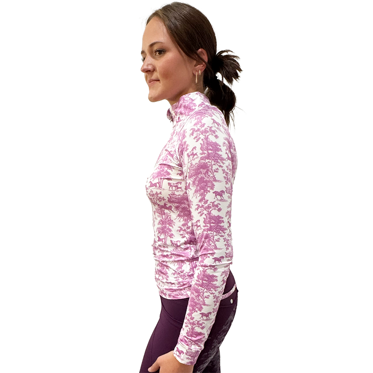 Dapplebay Equestrian Toile 1/4 Zip Light Riding Top - Long Sleeve