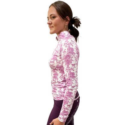 Dapplebay Equestrian Toile 1/4 Zip Light Riding Top - Long Sleeve