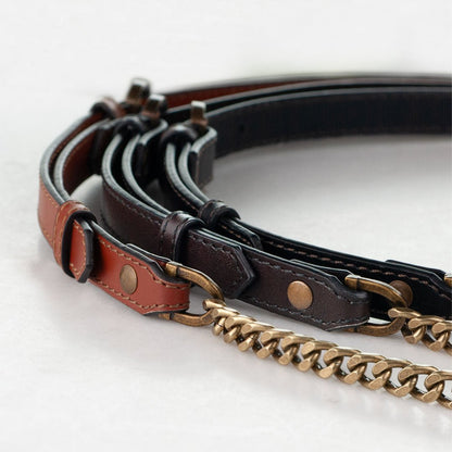 Urban Equestrian  Vanity Strap - Curb Chain in Antique Brass and Black Leather