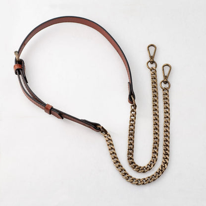 Urban Equestrian  Vanity Strap - Curb Chain in Antique Brass and Cognac Leather