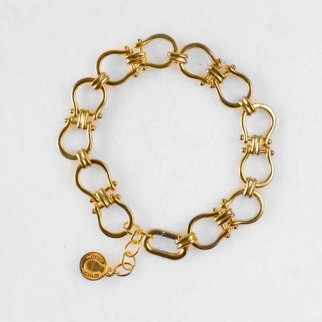 Urban Equestrian  Chapelle - Horseshoe Link Equestrian Bracelet in Gold