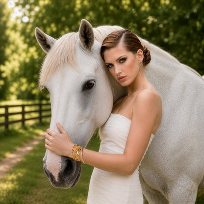 Urban Equestrian  Chapelle - Horseshoe Link Equestrian Bracelet in Gold