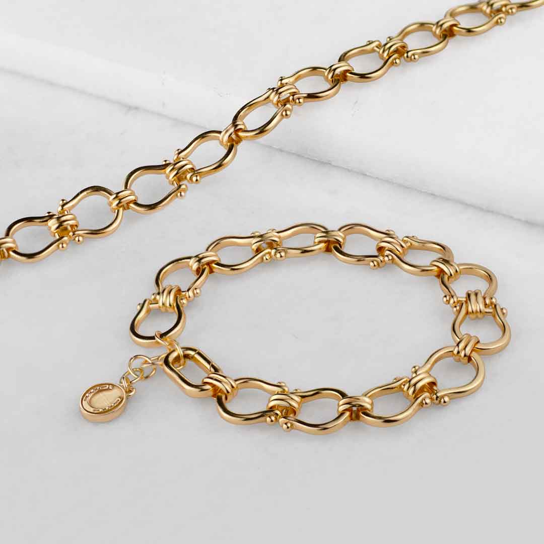 Urban Equestrian  Chapelle - Horseshoe Link Equestrian Bracelet in Gold