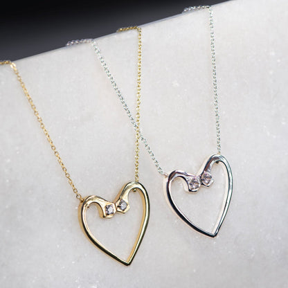 Urban Equestrian  Charmed - Mossanite Equestrian Horseshoe Nail Heart Necklace in Silver