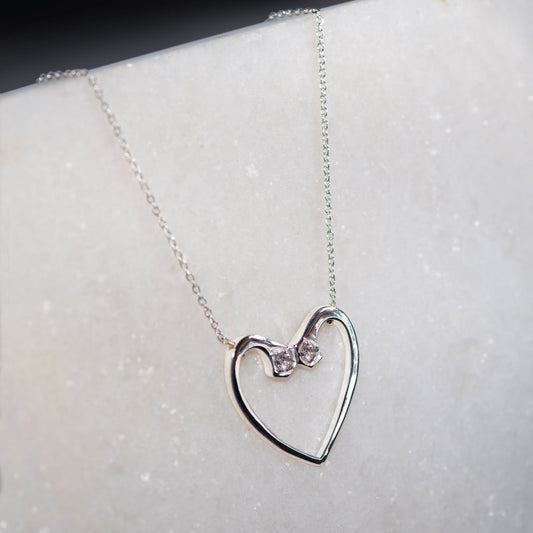 Urban Equestrian  Charmed - Mossanite Equestrian Horseshoe Nail Heart Necklace in Silver