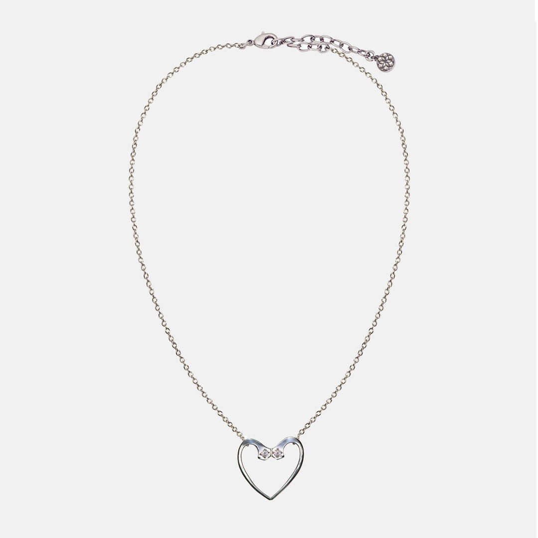 Urban Equestrian  Charmed - Mossanite Equestrian Horseshoe Nail Heart Necklace in Silver