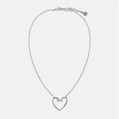 Urban Equestrian  Charmed - Mossanite Equestrian Horseshoe Nail Heart Necklace in Silver