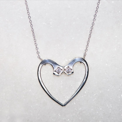 Urban Equestrian  Charmed - Mossanite Equestrian Horseshoe Nail Heart Necklace in Silver