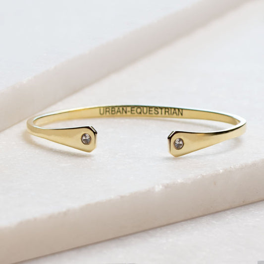 Urban Equestrian  Charmed - Horseshoe Nail Moissanite Stone Bracelet in Gold