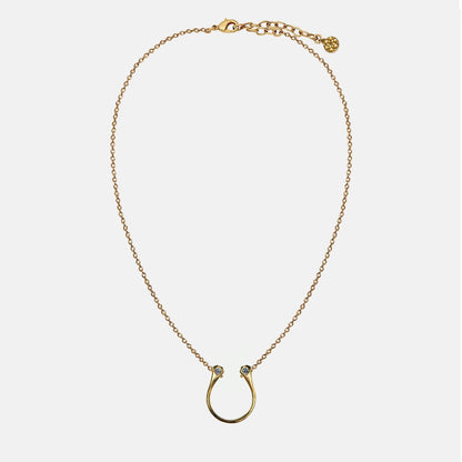 Urban Equestrian  Charmed - Mossanite Equestrian Horseshoe Nail Necklace in Gold