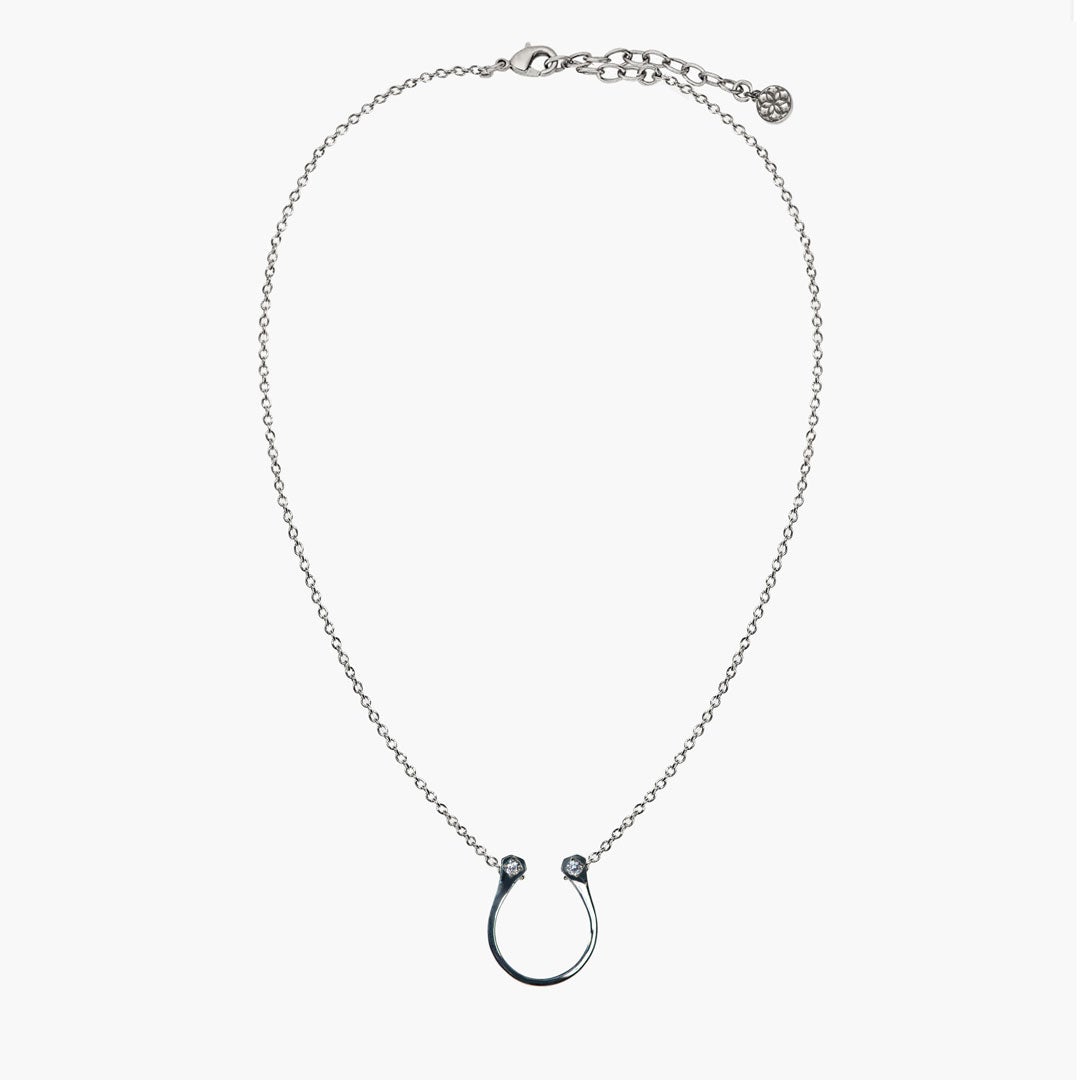 Urban Equestrian  Charmed - Mossanite Equestrian Horseshoe Necklace in Silver
