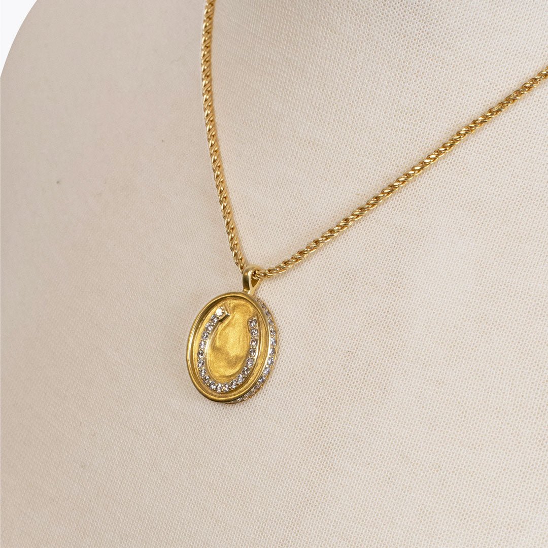 Urban Equestrian  Chauncy Pave Equestrian Horseshoe Necklace in Gold