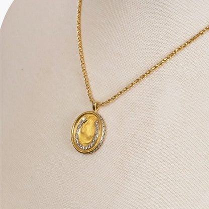 Urban Equestrian  Chauncy Pave Equestrian Horseshoe Necklace in Gold