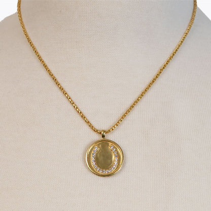 Urban Equestrian  Chauncy Pave Equestrian Horseshoe Necklace in Gold