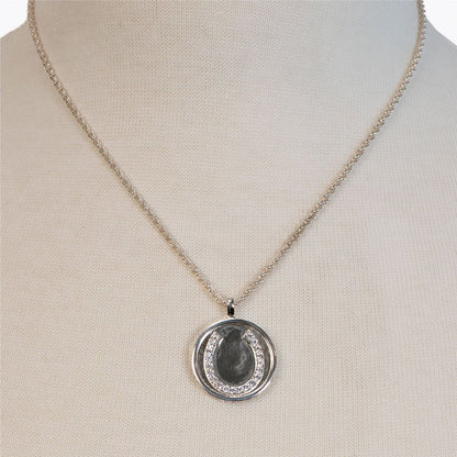 Urban Equestrian  Chauncy Pave Equestrian Horseshoe Necklace in Silver