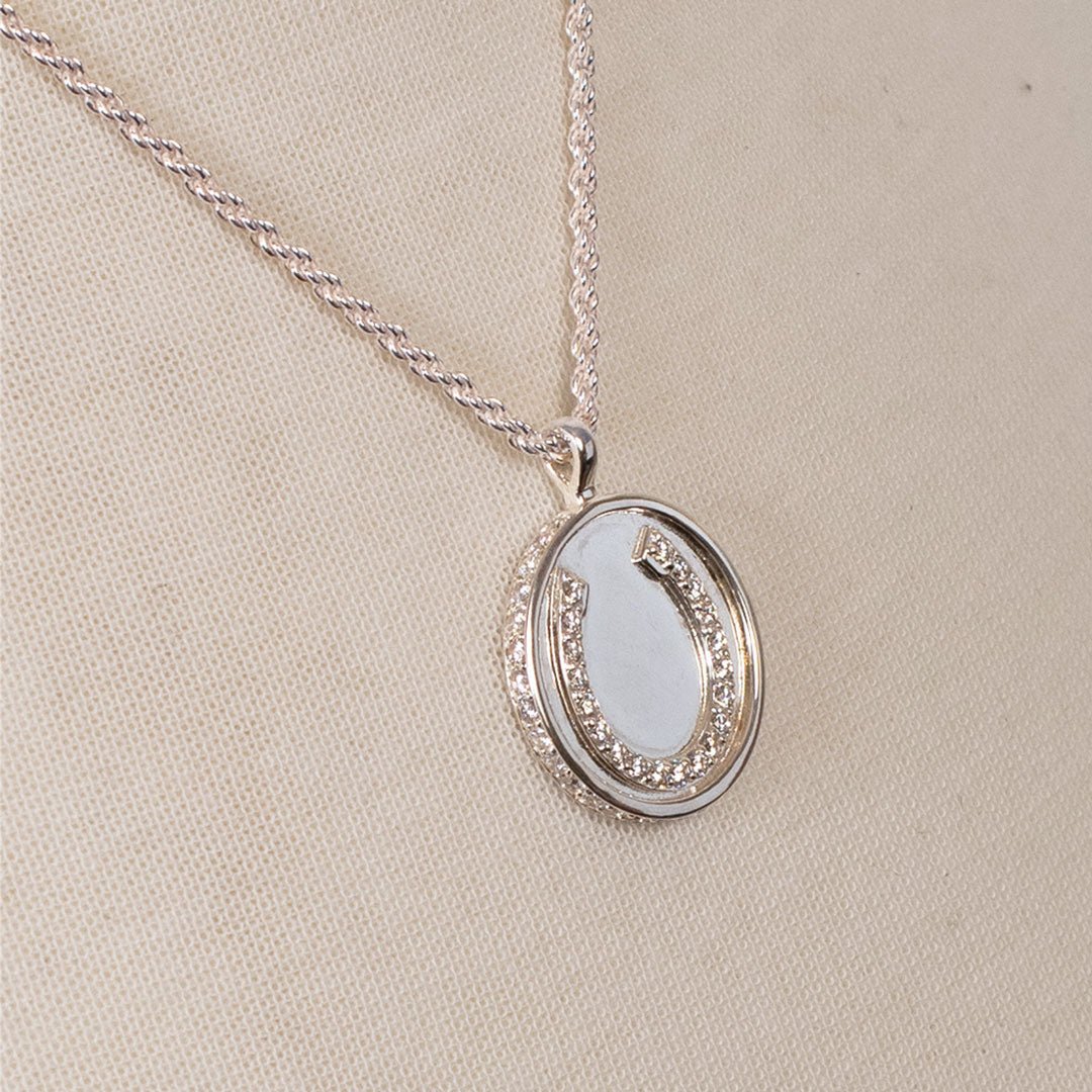Urban Equestrian  Chauncy Pave Equestrian Horseshoe Necklace in Silver