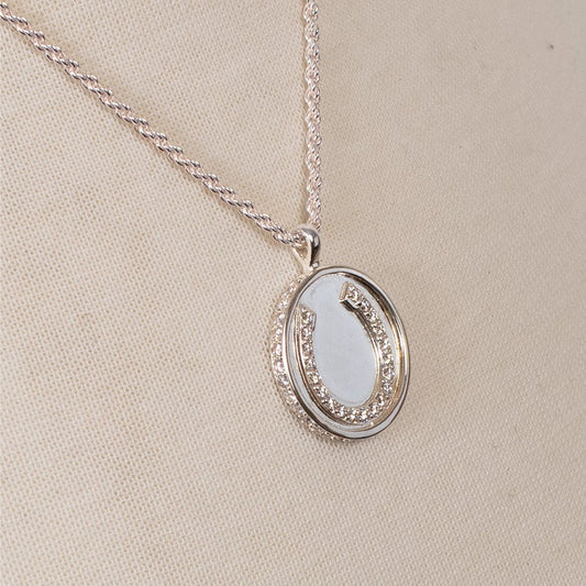 Urban Equestrian  Chauncy Pave Equestrian Horseshoe Necklace in Silver