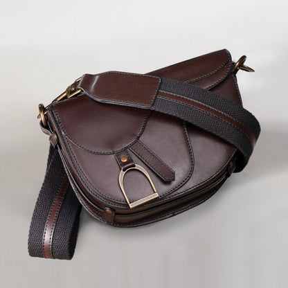 Urban Equestrian  Signature Saddle Bag - Luxury Leather Handbag in Deep Brown