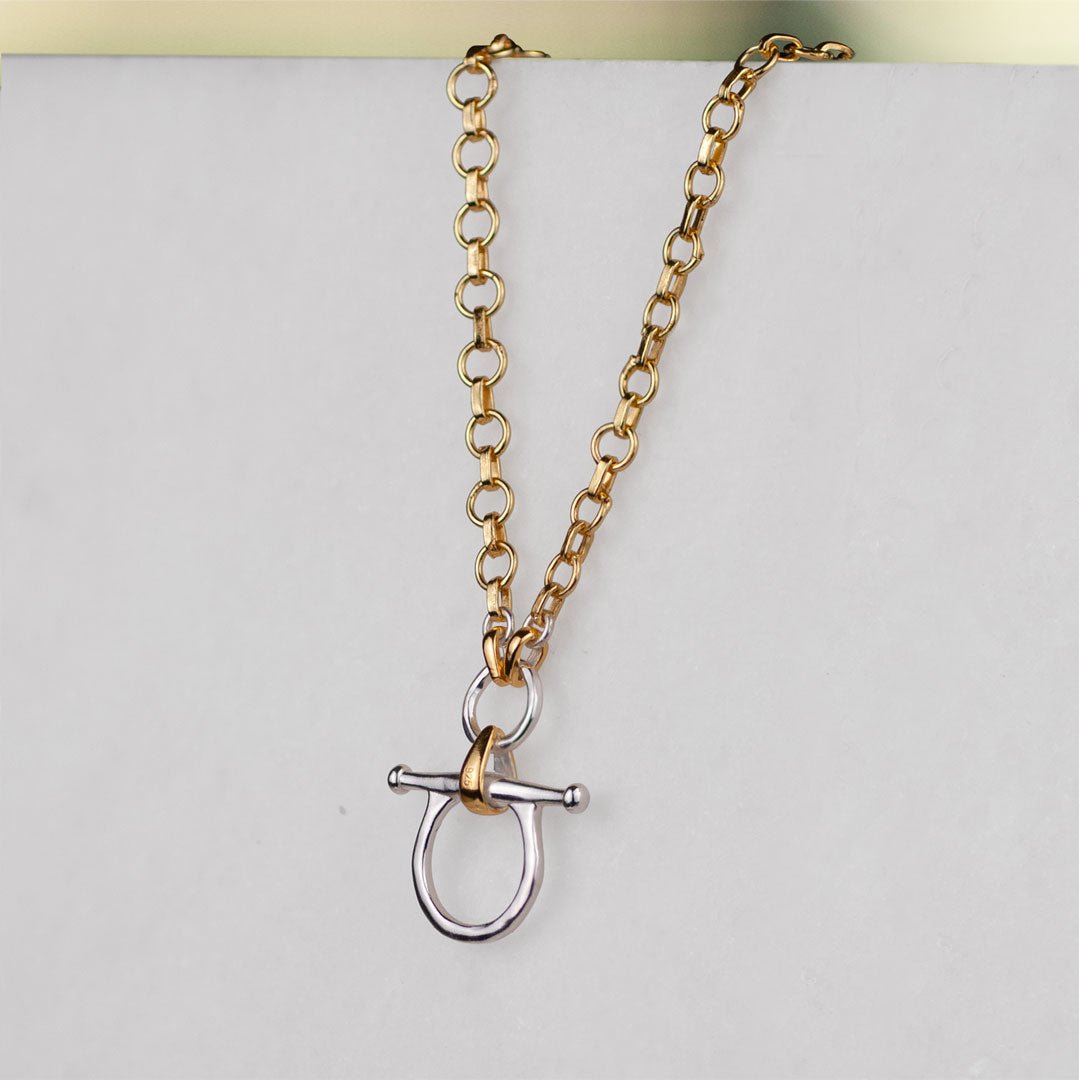 Urban Equestrian  Chelsea - Two Tone Equestrian Horse Bit Necklace